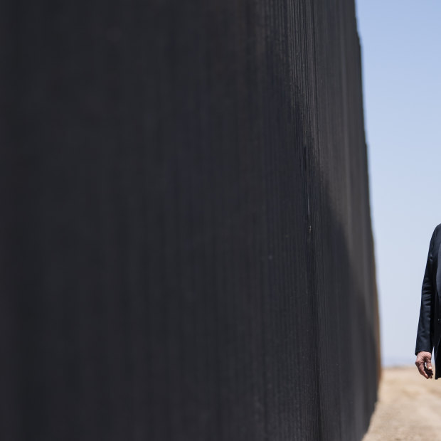 Donald Trump tours a section of the Mexican border wall in Arizona on June 23. 