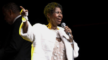 The late "Queen of Soul", Aretha Franklin, at the Elton John AIDS Foundation's 25th Anniversary Gala in 2017.