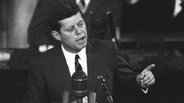 US president John F. Kennedy speaks in 1961, urging congressional approval of additional funds to bolster the space, programs: "I believe this nation should commit itself to achieving the goal, before the decade is out, of landing a man on the moon and returning him safely to Earth." 