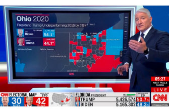 CNN’s chief national correspondent John King using the “Screen of Dreams” that Channel Seven will employ on election night.