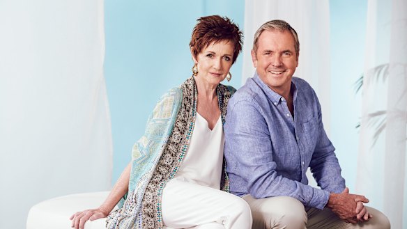 Jackie Woodburne and Alan Fletcher star as Susan and Karl Kennedy in Neighbours.
