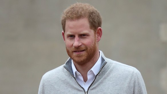Britain's Prince Harry speaks to the media at Windsor Castle.
