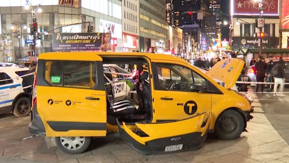 The cab jumped the kerb and hit pedestrians in Manhattan on Christmas Day.