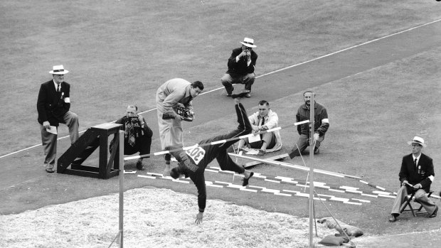 The 1956 Olympic high jump event went late into the evening with Australian Charles "Chilla" Porter claiming the silver medal.