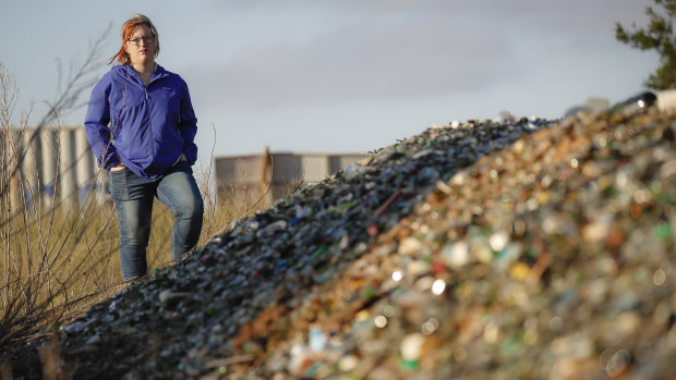 Caitlin Miller, who is at a loss what to do about tonnes of glass she says was dumped on her Bywong property by her father, and has turned to crowdfunding.