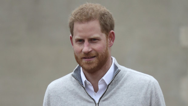 Britain's Prince Harry speaks to the media at Windsor Castle.