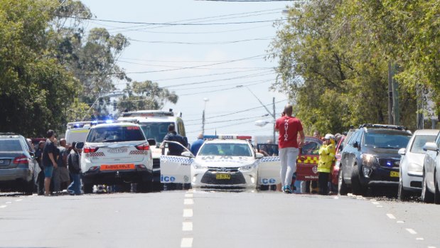 Emergency services respond to Banksia Road Primary School on the morning of the crash.