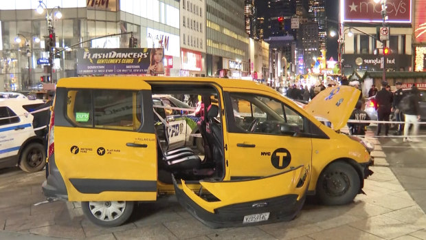 The cab jumped the kerb and hit pedestrians in Manhattan on Christmas Day.