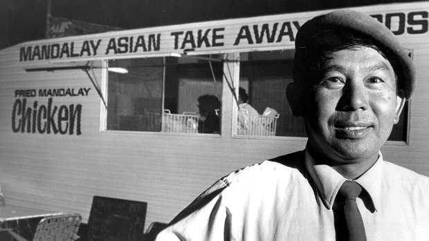 George Thaung in 1973 at his first food van at the Downtown service station in Civic.