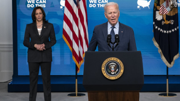 US President Joe Biden, pictured with Vice-President Kamala Harris, has released details of his plan to share 25 million COVID-19 vaccine doses with the world. 