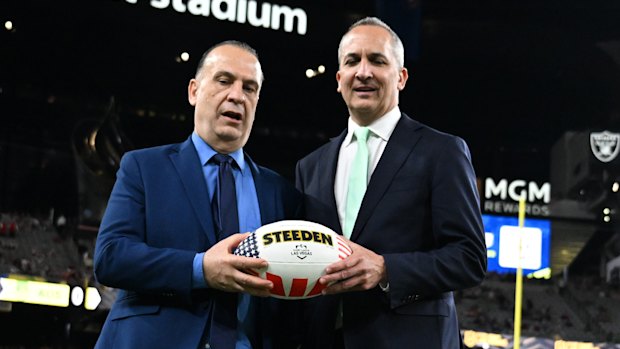 Peter V’landys (left) with Andrew Abdo.