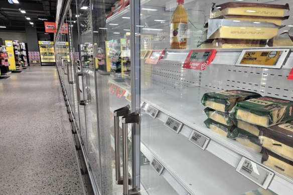 Woolworths’ Southbank store on Tuesday. Financial analysts say the industrial dispute will hurt the company’s bottom line.
