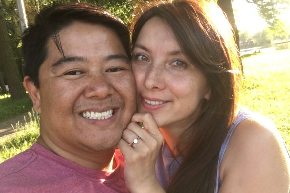 Sydney man Gordon Chan with his fiancee, Svetlana Chernykh, who has a visa to come to Australia to marry Mr Chan but has been repeatedly denied travel exemptions.
