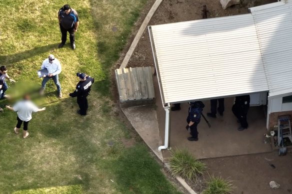 Homicide squad detectives search a property nine kilometres near Mudgee in NSW’s Central West.
