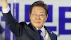 South Korea’s Democratic Party’s presidential candidate Lee Jae-myung, greets to his supporters.