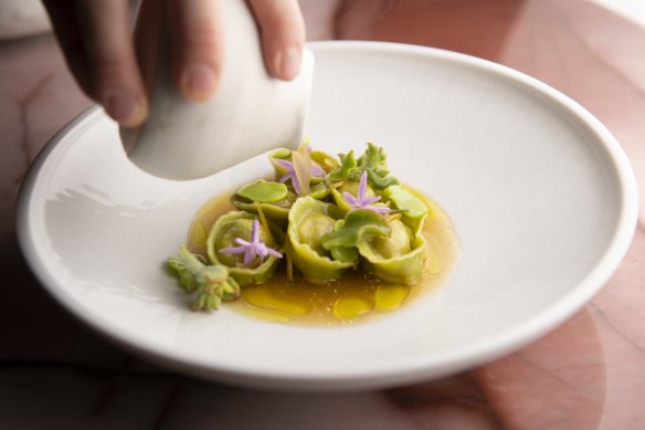 Pork and prawn cappelletti at Lana in Sydney.