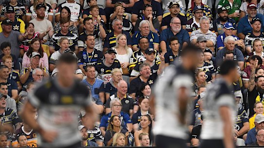 Crowd at the North Queensland  Cowboys v Brisbane Broncos match on March 13 in Townsville.