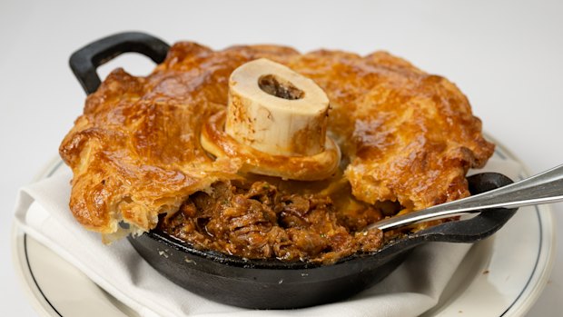 The beef, Guinness and marrow pie at the Builders Arms Hotel in Fitzroy.