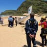 The plane landed safely on Garie Beach.