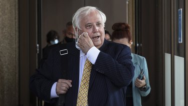 Clive Palmer outside the Federal Court on February 14.