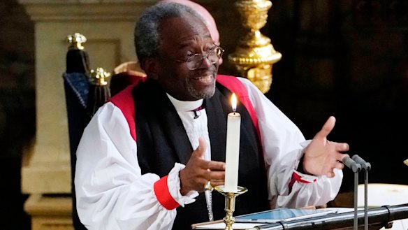 The Most Rev Bishop Michael Curry, primate of the Episcopal Church, veering off script.