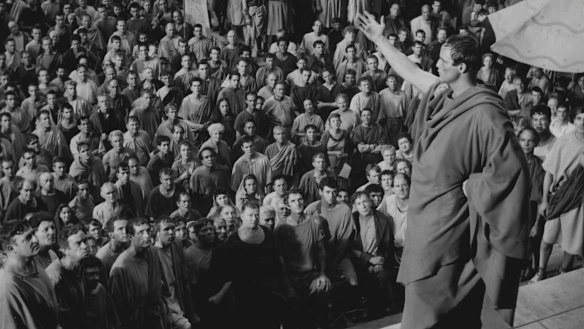Marlon Brando as Mark Antony in Julius Caesar.