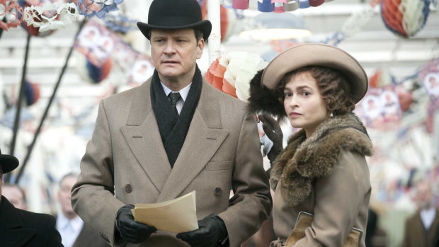Colin Firth as King George VI and Helena Bonham Carter as the Queen Mother in Tom Hooper's film The King's Speech, produced by Harvey Weinstein.