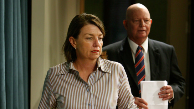 Then-premier Anna Bligh and Warren Pitt, who served as local government minister in her cabinet, pictured in 2007.