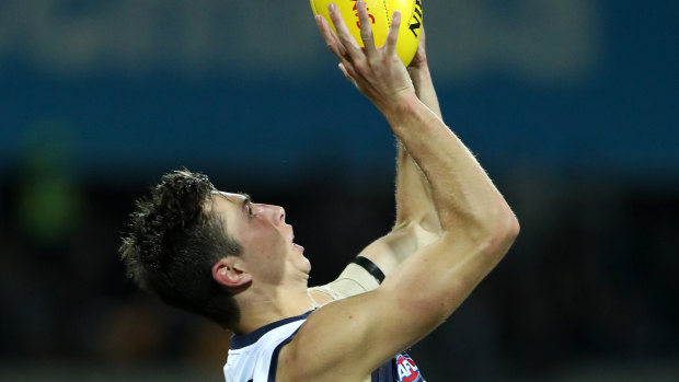 Geelong's Jack Henry marks strongly against the Giants last week.