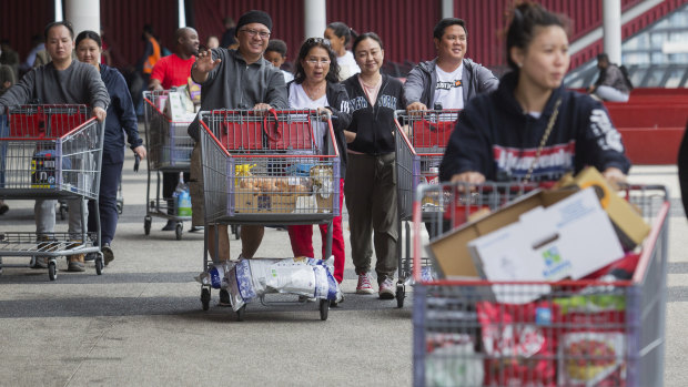 Costco shoppers stocked up on Saturday amidst the uncertainty of the Coronavirus threat.
 