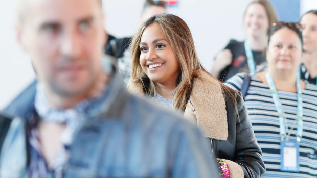 Jessica Mauboy pictured on her first day of rehearsals.