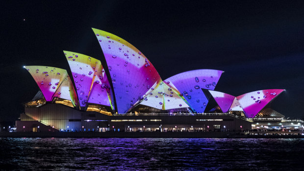 The Sydney Opera house lit up for this year's Vivid.