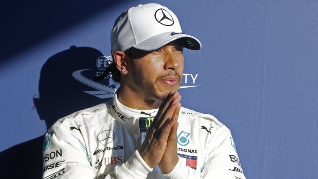 Lewis Hamilton after taking pole at Albert Park on Saturday.