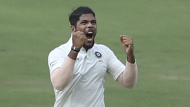 History-maker: Umesh Yadav tore through the West Indian line-up.