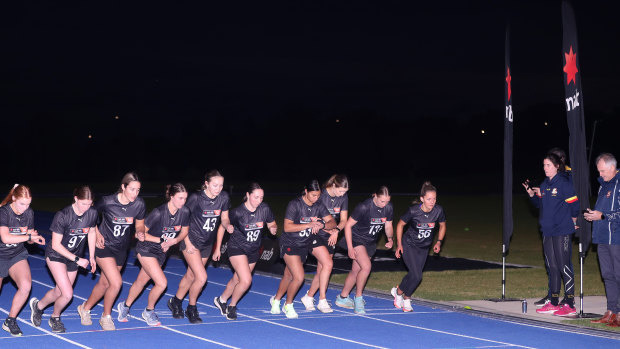 Draft prospects in action at South Australia’s combine earlier this month.