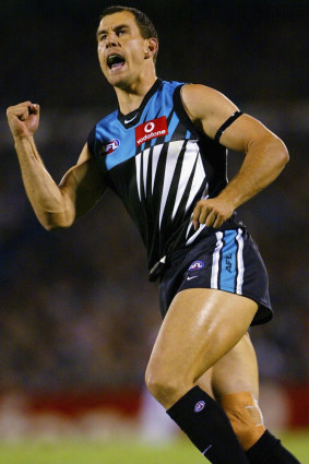 Warren Tredrea celebrates his first goal.