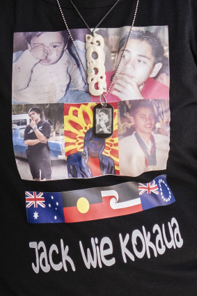 One of the shirts displaying the tribute to Jack Kokaua.