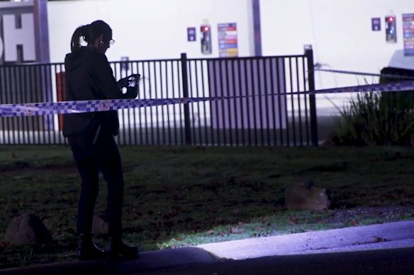 A police investigator at the scene in Melton Thursday morning.