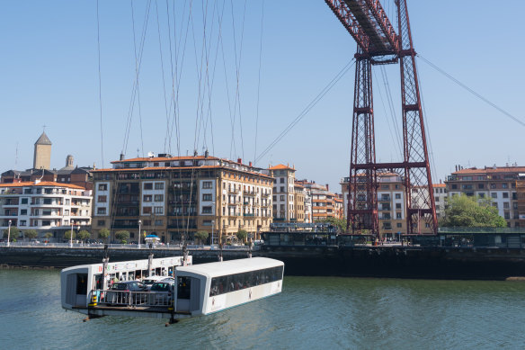 The Vizcaya suspension transporter bridge in Spain.