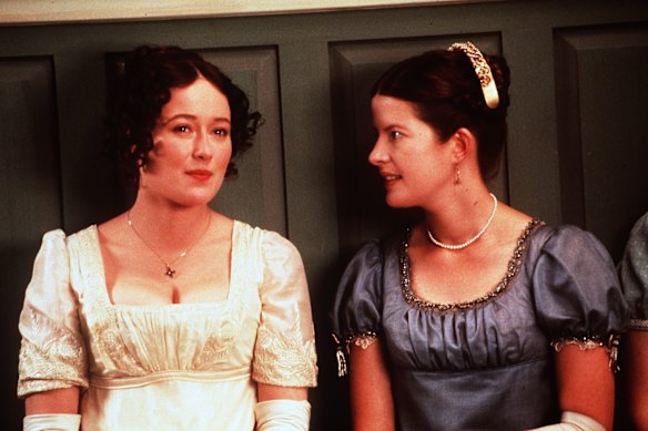 Jennifer Ehle as Elizabeth Bennet and Lucy Scott as Charlotte Lucas in the celebrated BBC adaptation of Pride and Prejudice.