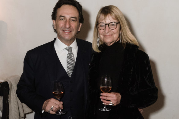 Stan and Judy Sarris at a social event in 2019.