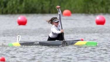 Paddle power: Josephine Bulmer.