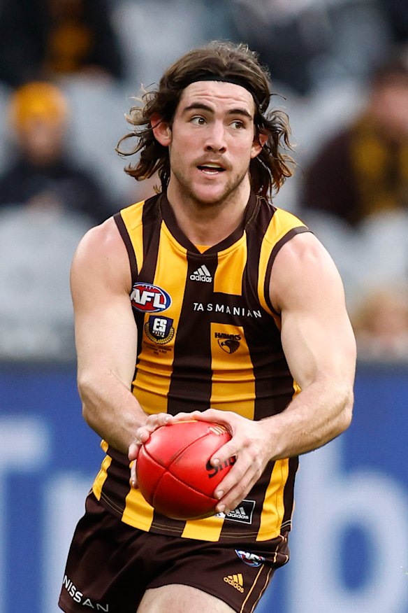 Jai Newcombe is suddenly one of the Hawks’ more experienced midfielders.