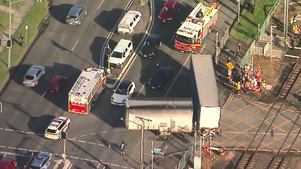 A truck collided with a train carrying 300 passengers around 7am on Thursday morning. 