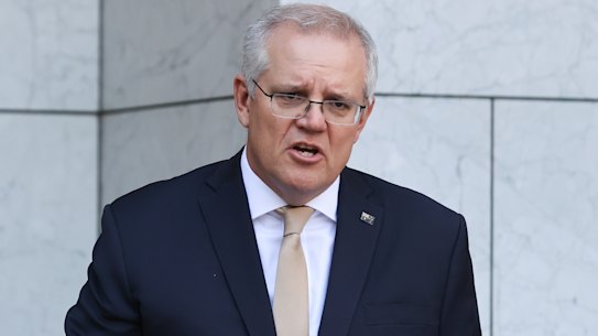 Prime Minister Scott Morrison during Friday’s vaccine update.