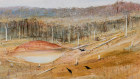 Arthur Boyd’s oil painting, Landscape, measuring a tidy 19.5 x 22.5 cm, carries an estimate of $15,000 to $25,000.