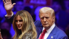 Donald Trump and Melania Trump at a campaign rally at Madison Square Garden.
