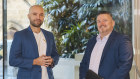 Adrian Przelozny, CEO of Independent Reserve, and Peter Cowan, managing director at PayPal Australia, in Sydney on Wednesday.