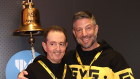Guzman y Gomez co-chief executives Steven Marks (right) and Brett Hilton ring the bell to mark the company’s listing. 