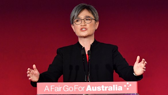 Senator Penny Wong speaking at the launch of Labor's federal election campaign.